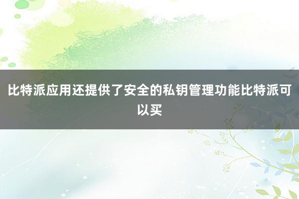 比特派应用还提供了安全的私钥管理功能比特派可以买