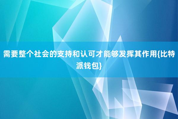 需要整个社会的支持和认可才能够发挥其作用{比特派钱包}