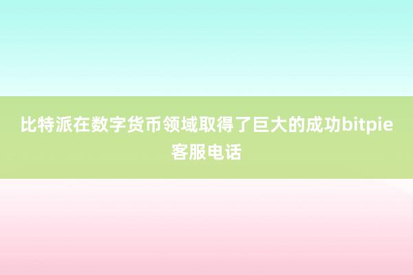 比特派在数字货币领域取得了巨大的成功bitpie客服电话