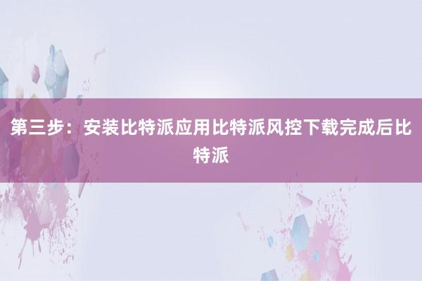 第三步：安装比特派应用比特派风控下载完成后比特派