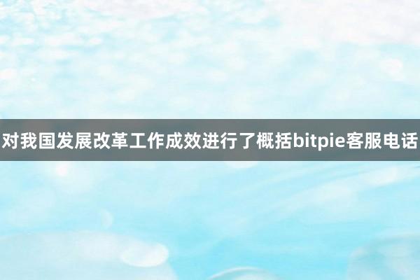 对我国发展改革工作成效进行了概括bitpie客服电话