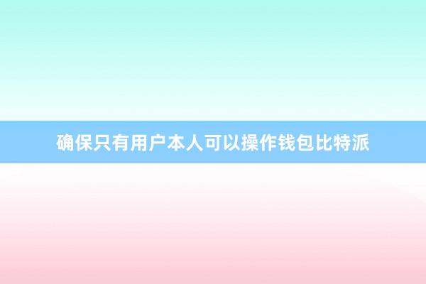 确保只有用户本人可以操作钱包比特派