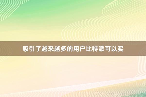 吸引了越来越多的用户比特派可以买