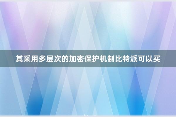 其采用多层次的加密保护机制比特派可以买