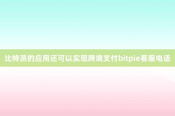 比特派的应用还可以实现跨境支付bitpie客服电话