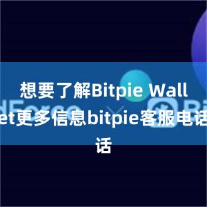 想要了解Bitpie Wallet更多信息bitpie客服电话