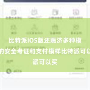 比特派iOS版还赈济多种模样的安全考证和支付模样比特派可以买